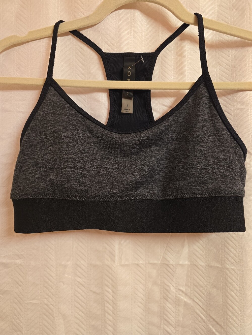 KORAL Bra Womens Size Small Heather Black Sweeper Versatility Stretch Sports Bra